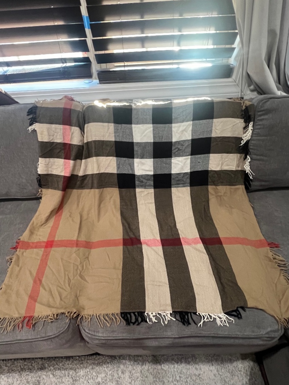 Burberry Check Wool Deluxe Square Scarf